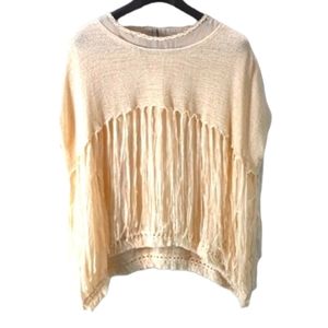 Petrol sweater women's size S/M fringed cream *